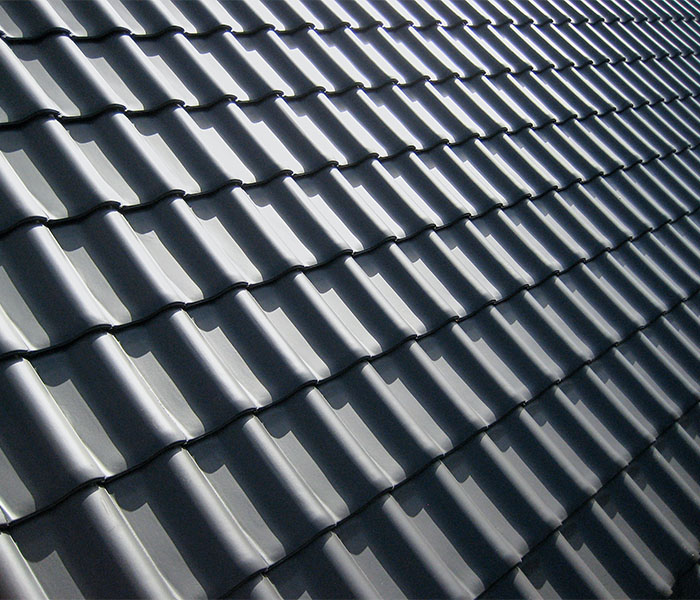 Dark gray tile canopy of traditional house