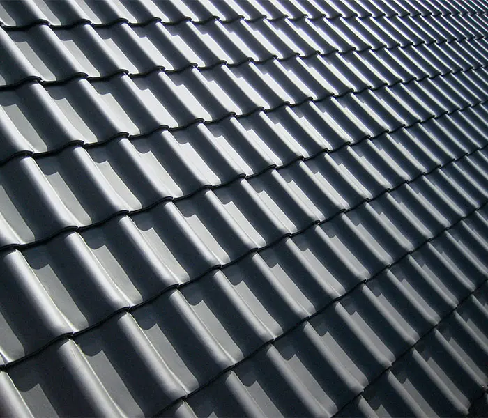 Dark gray tile canopy of traditional house