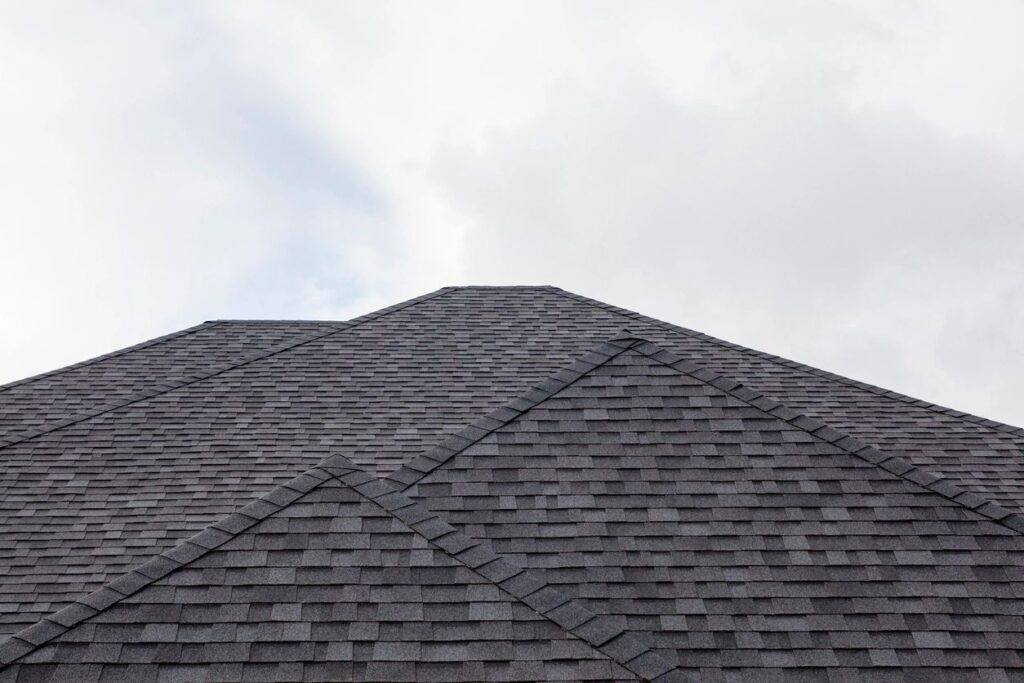 A close-up of Brown color roofing of the house